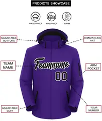 Purple Black-White Classic Waterproof Jacket 2