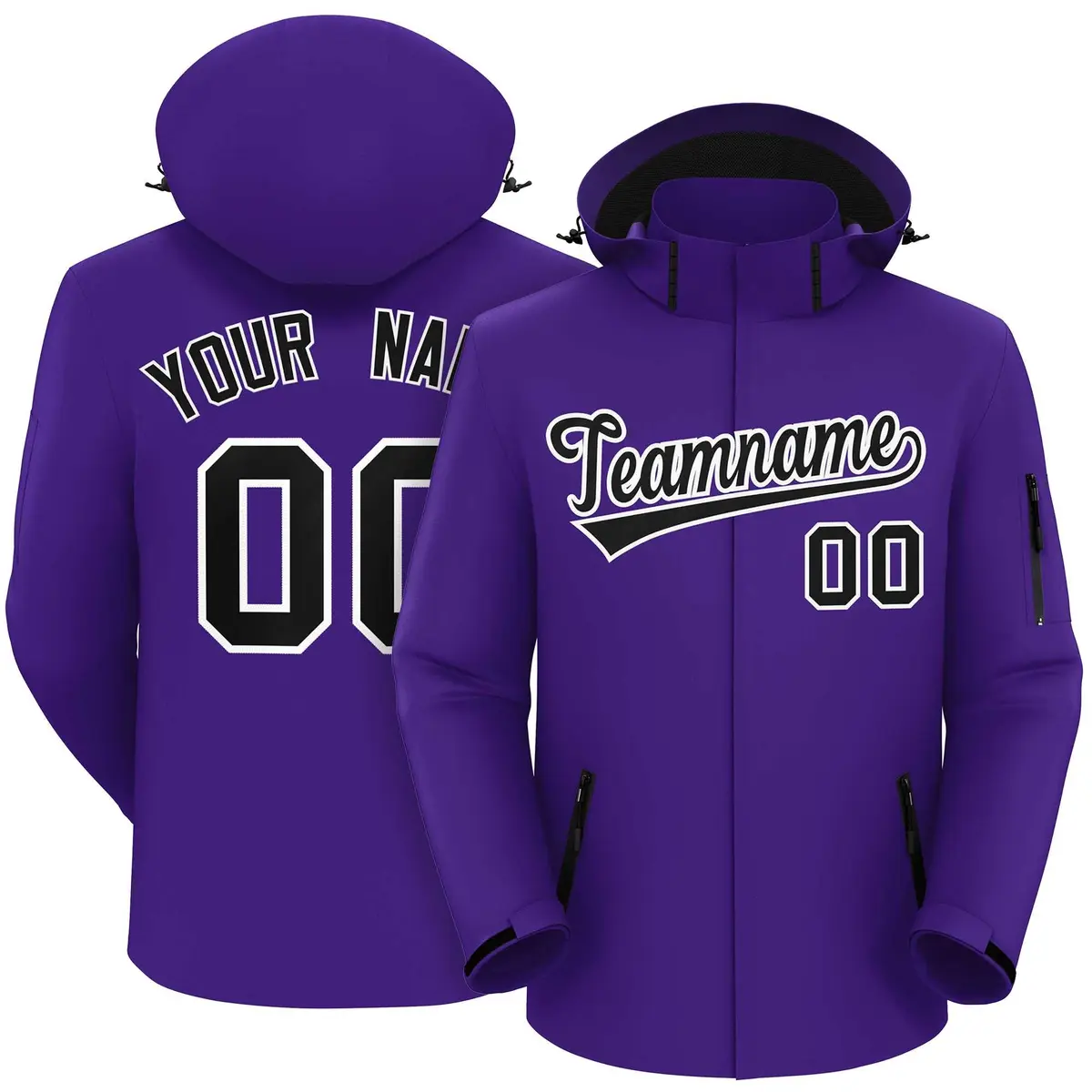 Purple Black-White Classic Waterproof Jacket