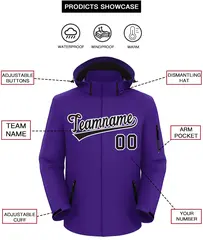 Purple Black-White Classic Waterproof Jacket 2