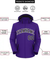 Purple Black-White Classic Waterproof Jacket 2