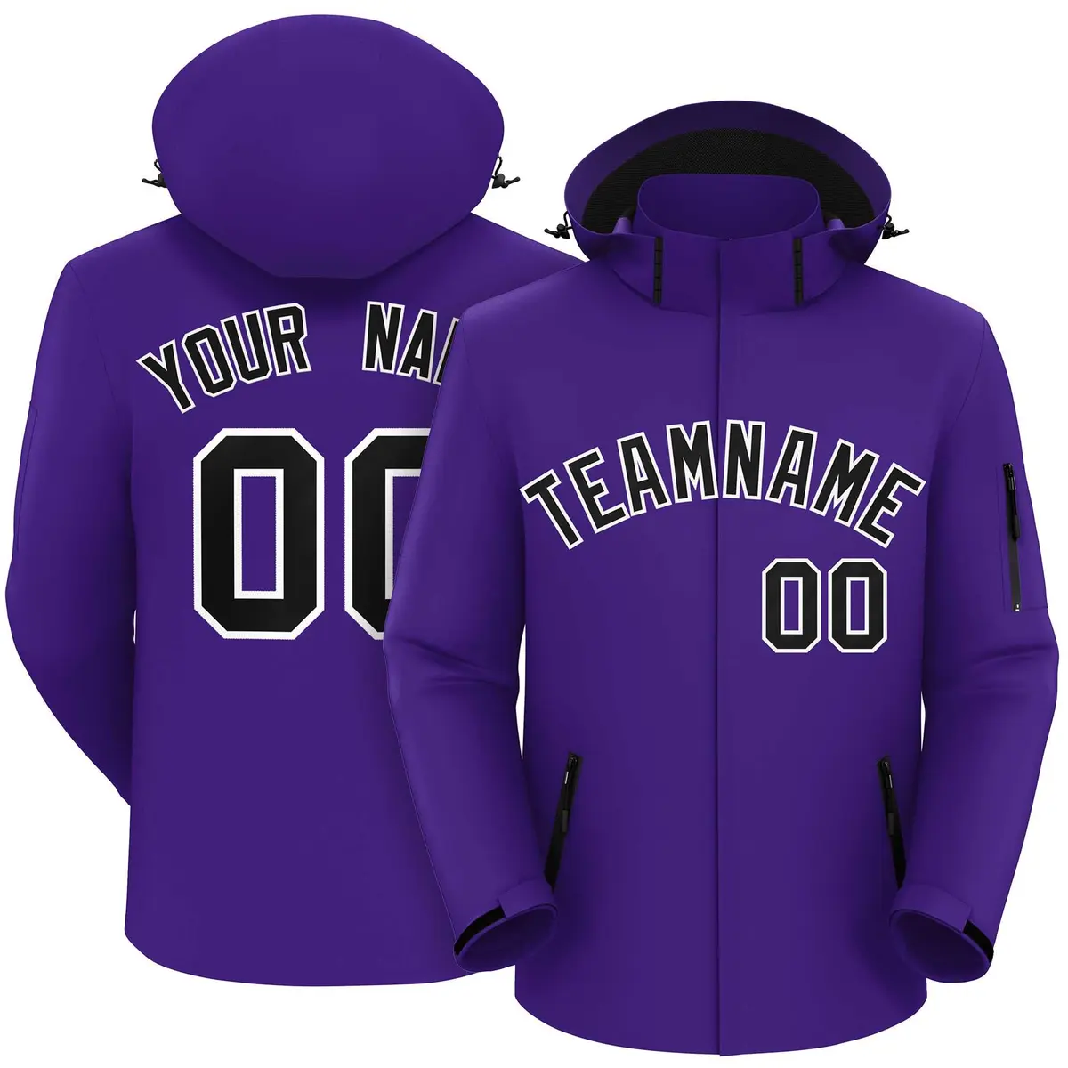 Purple Black-White Classic Waterproof Jacket