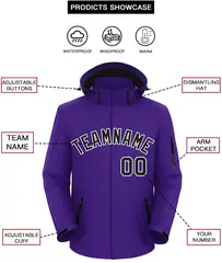 Purple Black-White Classic Waterproof Jacket 2