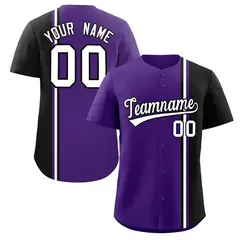 Purple Black-White Color Block Authentic Baseball Jersey 1