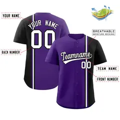 Purple Black-White Color Block Authentic Baseball Jersey 2