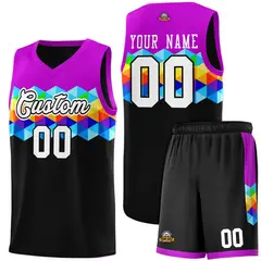 Purple Black-White Colorful Basketball Jersey Sets