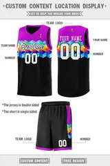 Purple Black-White Colorful Basketball Jersey Sets 4