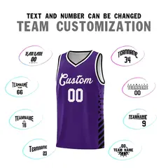 Purple Black White Diamond Stripe Side Basketball Jersey 4