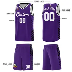 Purple Black White Diamond Stripe Side Basketball Jersey 5