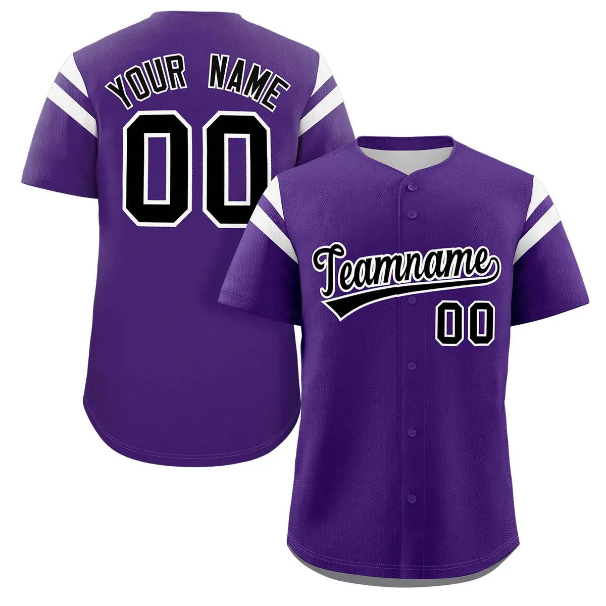 Purple Black-White Full Button Baseball Jersey