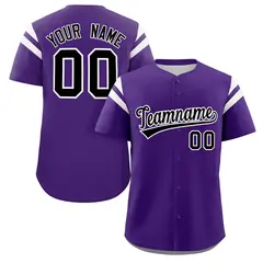 Purple Black-White Full Button Baseball Jersey 1