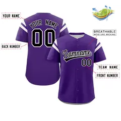 Purple Black-White Full Button Baseball Jersey 2