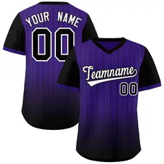 Purple Black-White Gradient Pinstripe Baseball Jersey