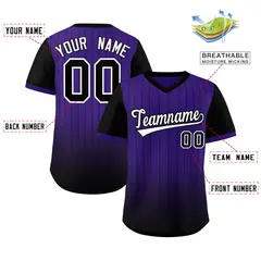 Purple Black-White Gradient Pinstripe Baseball Jersey 2