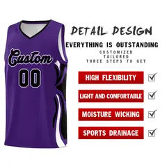 Purple Black White Graffiti Side Curve Basketball Jersey Sets 2