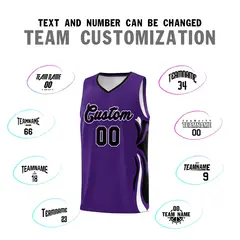 Purple Black White Graffiti Side Curve Basketball Jersey Sets 4