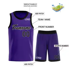 Purple Black-White Heal Classic Sets Basketball Jersey 3