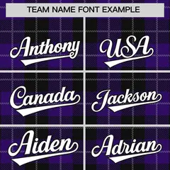 Purple Black-White Plaid Varsity Letterman Baseball Jacket 3
