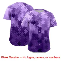 Purple Black White Puzzle Elements Baseball Jersey 7