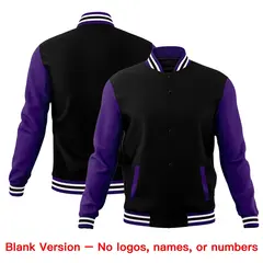 Purple Black White Raglan Sleeve Cotton Letterman Jacket 6