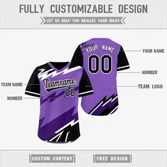 Purple Black White Reversible Baseball Jersey Lightning & Graffiti Pullover V-Neck 3