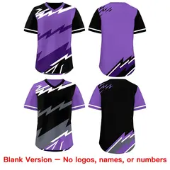 Purple Black White Reversible Baseball Jersey Lightning & Graffiti Pullover V-Neck 8