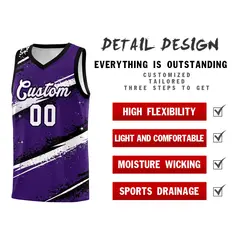 Purple Black White Reversible Stellar Strike Impact Basketball Jersey 3