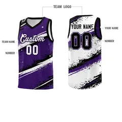 Purple Black White Reversible Stellar Strike Impact Basketball Jersey 4