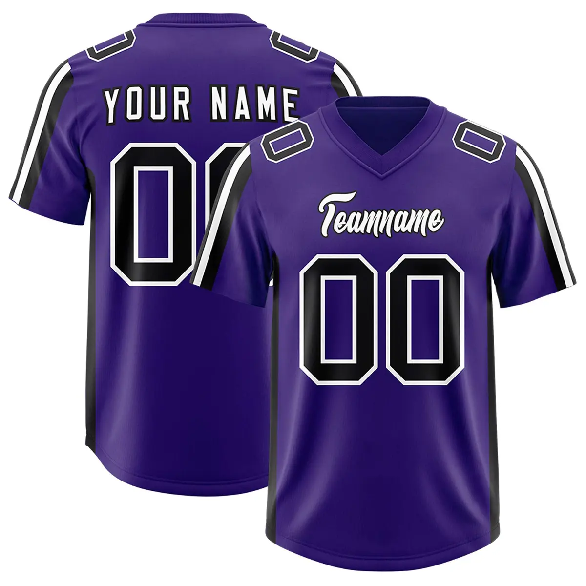 Purple Black White Side Stripe Authentic Football Jersey