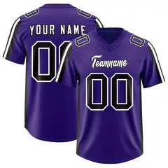 Purple Black White Side Stripe Authentic Football Jersey