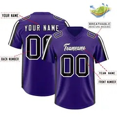Purple Black White Side Stripe Authentic Football Jersey 2