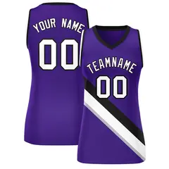 Purple Black-White Slash Mesh Basketball Jersey For Women 1