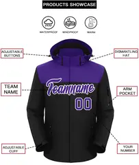 Purple Black-White Two Tone Waterproof Jacket 2