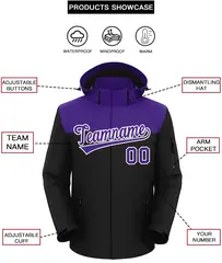 Purple Black-White Two Tone Waterproof Jacket 2