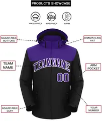 Purple Black-White Two Tone Waterproof Jacket 2
