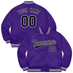 Purple Black-White Varsity Full-Snap Letterman Jacket 1