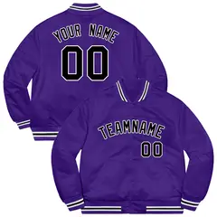 Purple Black-White Varsity Full-Snap Letterman Jacket 1