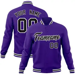 Purple Black-White Varsity Full-Snap Letterman Jacket 1