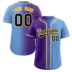 Purple Black-Yellow Gradient Baseball Jersey 1