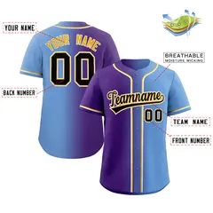 Purple Black-Yellow Gradient Baseball Jersey 2
