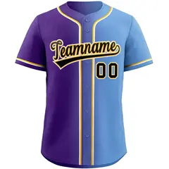 Purple Black-Yellow Gradient Baseball Jersey 3