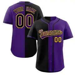 Purple Black-Yellow Split Fashion Baseball Jersey 1