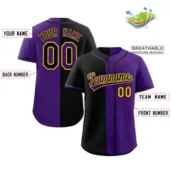 Purple Black-Yellow Split Fashion Baseball Jersey 2