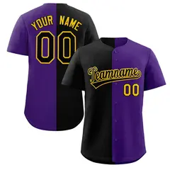 Purple Black-Yellow Split Fashion Baseball Jersey 1