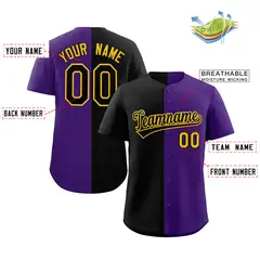 Purple Black-Yellow Split Fashion Baseball Jersey 2