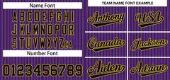 Purple Black-Yellow Stripe Authentic Fashion Baseball Jersey 3
