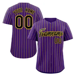 Purple Black-Yellow Stripe Authentic Fashion Baseball Jersey
