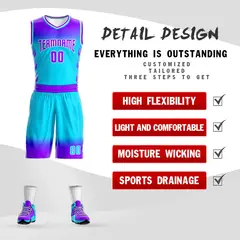 Purple Blue Purple-White Gradient Basketball Jersey 2
