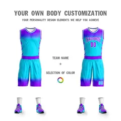 Purple Blue Purple-White Gradient Basketball Jersey 3