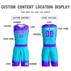 Purple Blue Purple-White Gradient Basketball Jersey 4