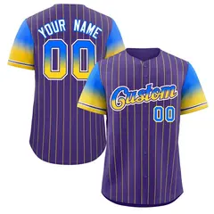 Purple Blue Yellow-Purple Stripe Gradient Baseball Jersey